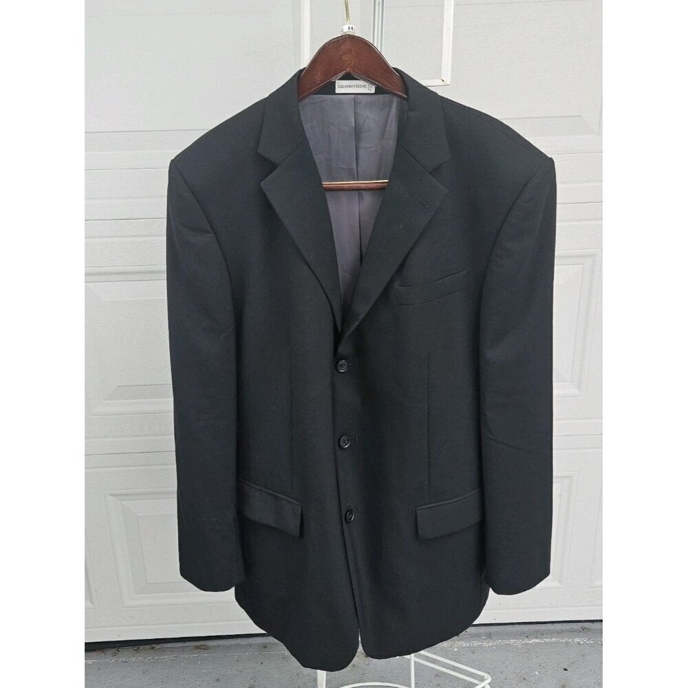 Geoffrey Beene Mens Size 44L Black Wool Blazer Sports Coat